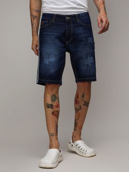 Campus Sutra - Mens Pencil Solid Denim Shorts