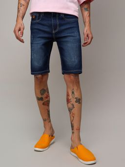 Campus Sutra - Mens Minimal Distressed Denim Shorts