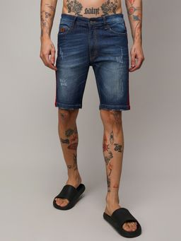 Campus Sutra - Mens Contrast Solid Denim Shorts