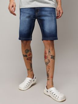 Campus Sutra - Light-Distressed Denim Shorts