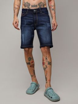 Campus Sutra - Mens Distressed Rolled Hem Denim Shorts