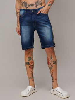Campus Sutra - Mens Pencil Solid Denim Shorts