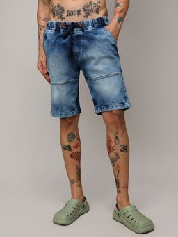 Campus Sutra - Mens Contrast Stitch Denim Shorts