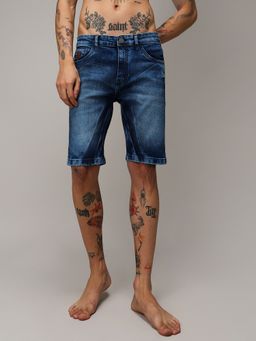 Campus Sutra - Mens Contrast Wash Denim Shorts