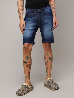 Campus Sutra - Mens Side Distressed Denim Shorts