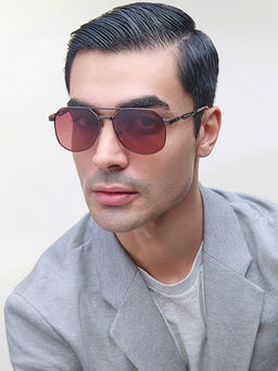 Lenskart STUDIO - Brown Dark Brown Full Rim Aviator Lenskart STUDIO METAL SUN LKS000455 Sunglasses