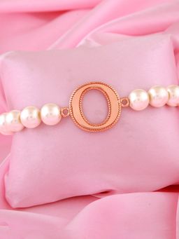 Estele - Rose Gold Plated Opulent O Letter Pearl Bracelet for Women