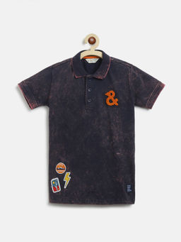 Tales & Stories - Baby Boys Solid Navy Blue Cotton Polo T-Shirt