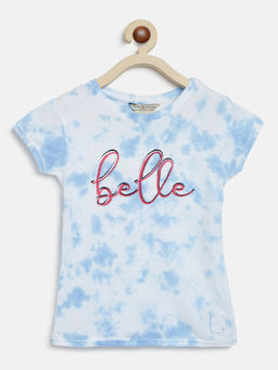Tales & Stories - Girls Blue Lycra Blend Tie & Dye T-shirt