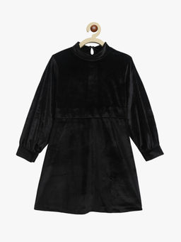 Tales & Stories - Baby Girls Solid Black Polyester Full Sleeved Dress
