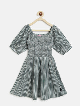 Tales & Stories - Girls Grey Rayon Half Sleeve Dress