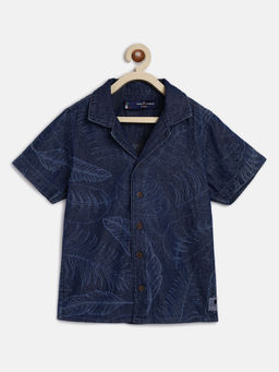 Tales & Stories - Boys Blue Cotton Printed Regular Fit Shirt