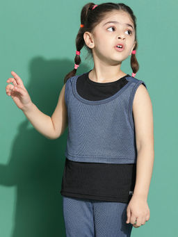 Tales & Stories - Black & Blue Sleeveless T-Shirt for Girls
