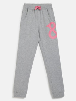 Tales & Stories - Girls Grey Cotton Blend Regular Fit Washed Jogger