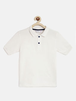 Tales & Stories - Boys White Cotton Solid T-shirt