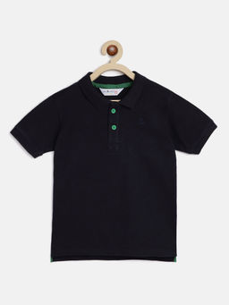Tales & Stories - Boys Navy Blue Cotton Solid T-shirt