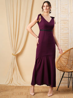 MISH - LUXE By MISH Wine Maxi Length Dress