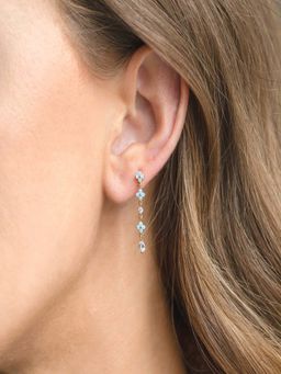AQUASTREET - Blue Zircon Floral Drop Earrings 18K Gold Plated Anti-Tarnish