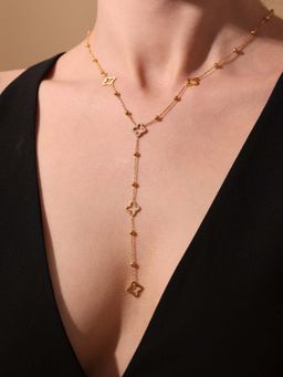 AQUASTREET - Clover Y-Shaped Tassel Lariat Necklace for Women Anti-Tarnish Waterproof
