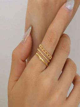 AQUASTREET - Hollow Cutout Layered Ring for Women Anti-Tarnish Waterproof 18K Gold Plated