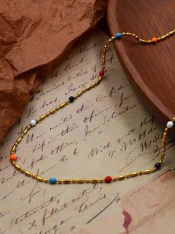 AQUASTREET - Beaded Chain Necklace for Women Anti-Tarnish Waterproof 18K Gold Plated