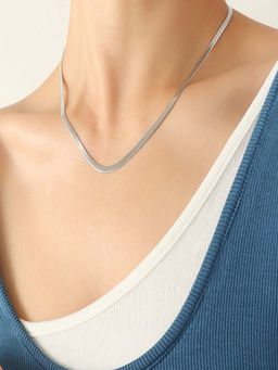 AQUASTREET - Snake Chain Necklace Rhodium Plated for Women Anti-Tarnish Waterproof