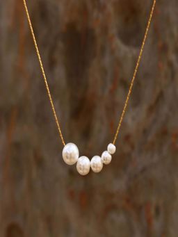 AQUASTREET - Shell Bead Chain Necklace for Women Anti-Tarnish Waterproof 18K Gold Plated