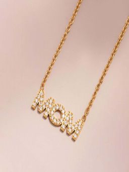 AQUASTREET - Mom Zircon Pendant Necklace for Women Anti-Tarnish Waterproof 18K Gold Plated