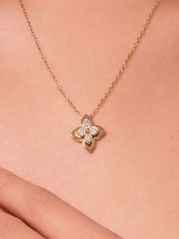 AQUASTREET - Floral Pendant Necklace for Women Anti-Tarnish Waterproof 18K Gold Plated