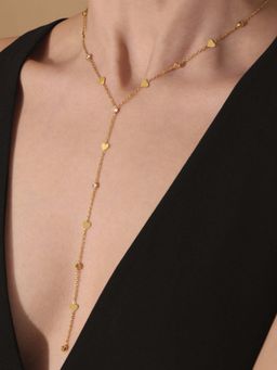 AQUASTREET - Heart Zircon Y-Shaped Lariat Necklace for Women Anti-Tarnish Waterproof
