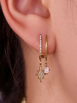 AQUASTREET - Star Zircon Drop Earrings for Women Anti-Tarnish Waterproof 18K Gold Plated