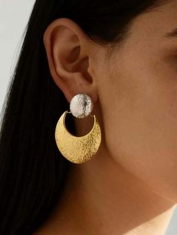 AQUASTREET - Hammered Moon Dangle Earrings for Women Anti-Tarnish Waterproof 18K Gold Plated
