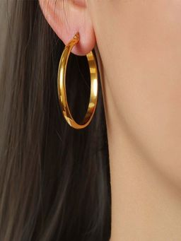 AQUASTREET - Geometric Ring Hoop for Women Anti-Tarnish Waterproof 18K Gold Plated
