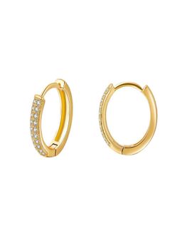 AQUASTREET - 15mm diameter Zircon Hoop Earrings 18K Gold Plated Anti-Tarnish