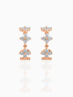 AQUASTREET - Blue Zircon Floral Half-Hoop Earrings Rose Gold Plated Anti-Tarnish