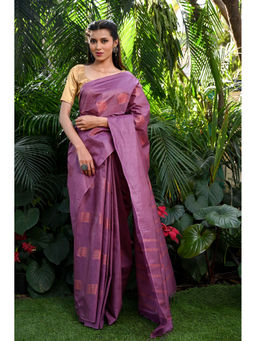 Beatitude - Purple Kota Handwoven Banswara Silk Saree with Unstitched Blouse