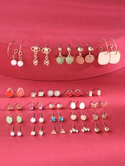 Zaveri Pearls - Multicolor Classy Studs Drops & Semi Hoops Earring-ZPFK16817 (Set of 25)