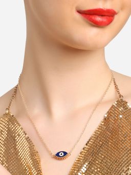 Zaveri Pearls - Blue Evil Eye Enamelled Contemporary Pendant & Chain-ZPFK16773