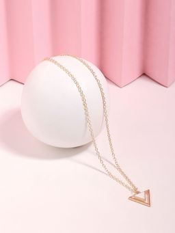 Zaveri Pearls - Off White Enamelled Contemporary Triangular Pendant & Chain-ZPFK16775