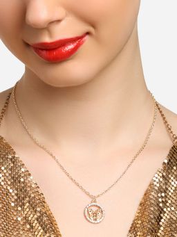 Zaveri Pearls - Gold Tone Butterfly Austrian Diamonds Pendant & Chain-ZPFK16787