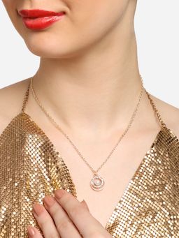 Zaveri Pearls - Gold Tone Austrian Diamonds & Pearl Pendant & Chain-ZPFK16788