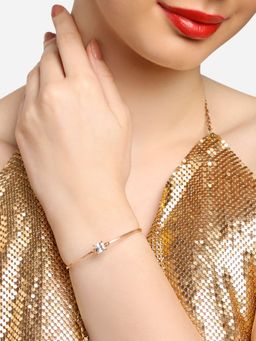 Zaveri Pearls - Rose Gold Dazzling Cubic Zirconia Embellished Kada Bracelet-ZPFK16898