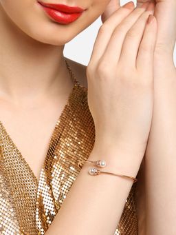 Zaveri Pearls - Rose Gold Dazzling Cubic Zirconia Embellished Kada Bracelet-ZPFK16899