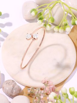 Zaveri Pearls - Rose Gold Dazzling Cubic Zirconia Embellished Kada Bracelet-ZPFK16900