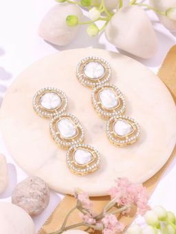 Zaveri Pearls - Gold Tone Stones & Austrian Diamonds Dangle Earring-ZPFK16885