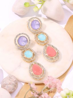 Zaveri Pearls - Multi-Colour Stones & Austrian Diamonds Dangle Earring-ZPFK16887