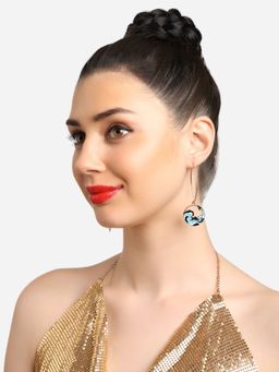 Zaveri Pearls - Blue Enamelled Sea Wave Contemporary Drop Earring-ZPFK16799