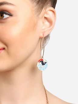 Zaveri Pearls - Multi-Colour Enamelled Dolphin Charm Drop Earring-ZPFK16805