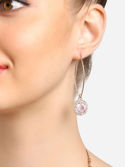 Zaveri Pearls - Pink Austrian Diamond & Stones Contemporary Drop Earring-ZPFK16808