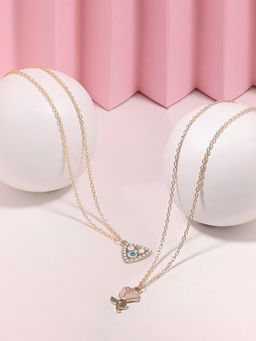 Zaveri Pearls - Set Of 2 Multi-Colour Enamelled Evil Eye Pendant & Chains-ZPFK16829